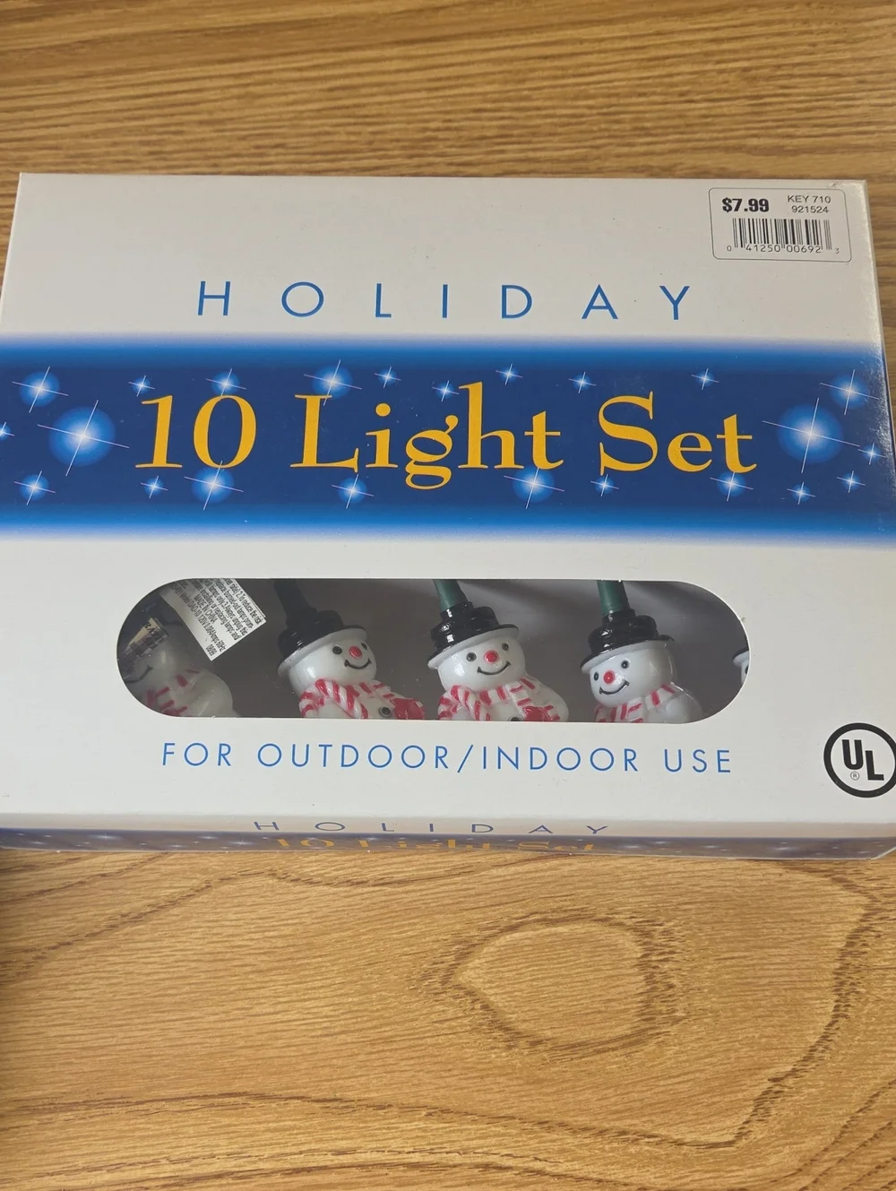 10 Light Set - Snowman Design, White Holiday Christmas Vintage